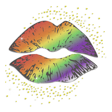 Sexy Rainbow Color Lips Printable Giltter Crystal Iron On Stickers